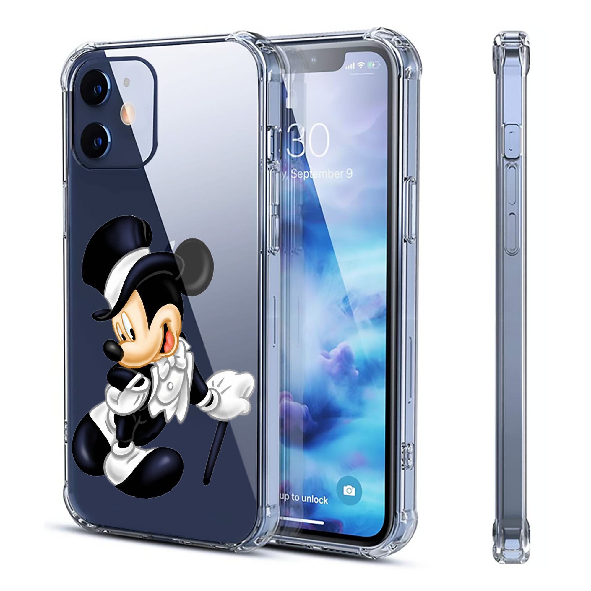 （画像用） ミッキーマウス Mickey Mouse 【iPhone 12シリーズ対応】透明スマホケース（クリアソフトケース）